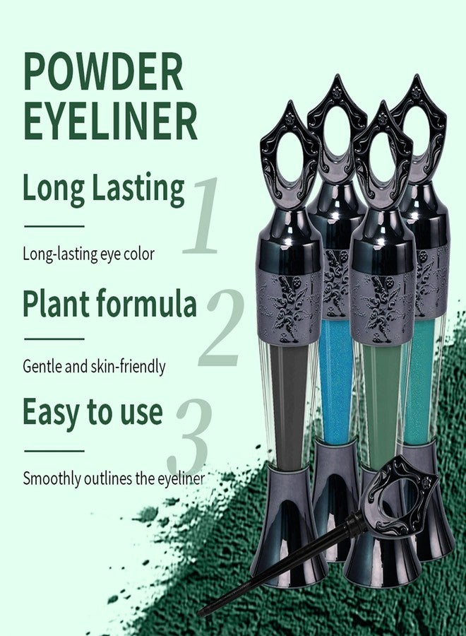 DLZZRS Powder Eyeliner, Multi-Use Eyeliner Powder Long-Wearing & Smudge-Proof Intense Color Easy To Apply, Gentle & Skin-Friendly Formula, Smoothly Outlines The Eye-Liner For Women, #02 Dark Green - Image 4